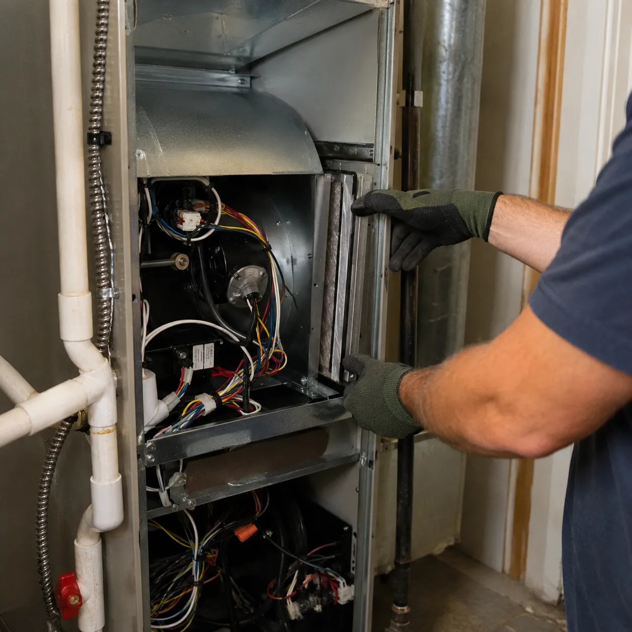 Residential Hvac Technician Checking Equipment