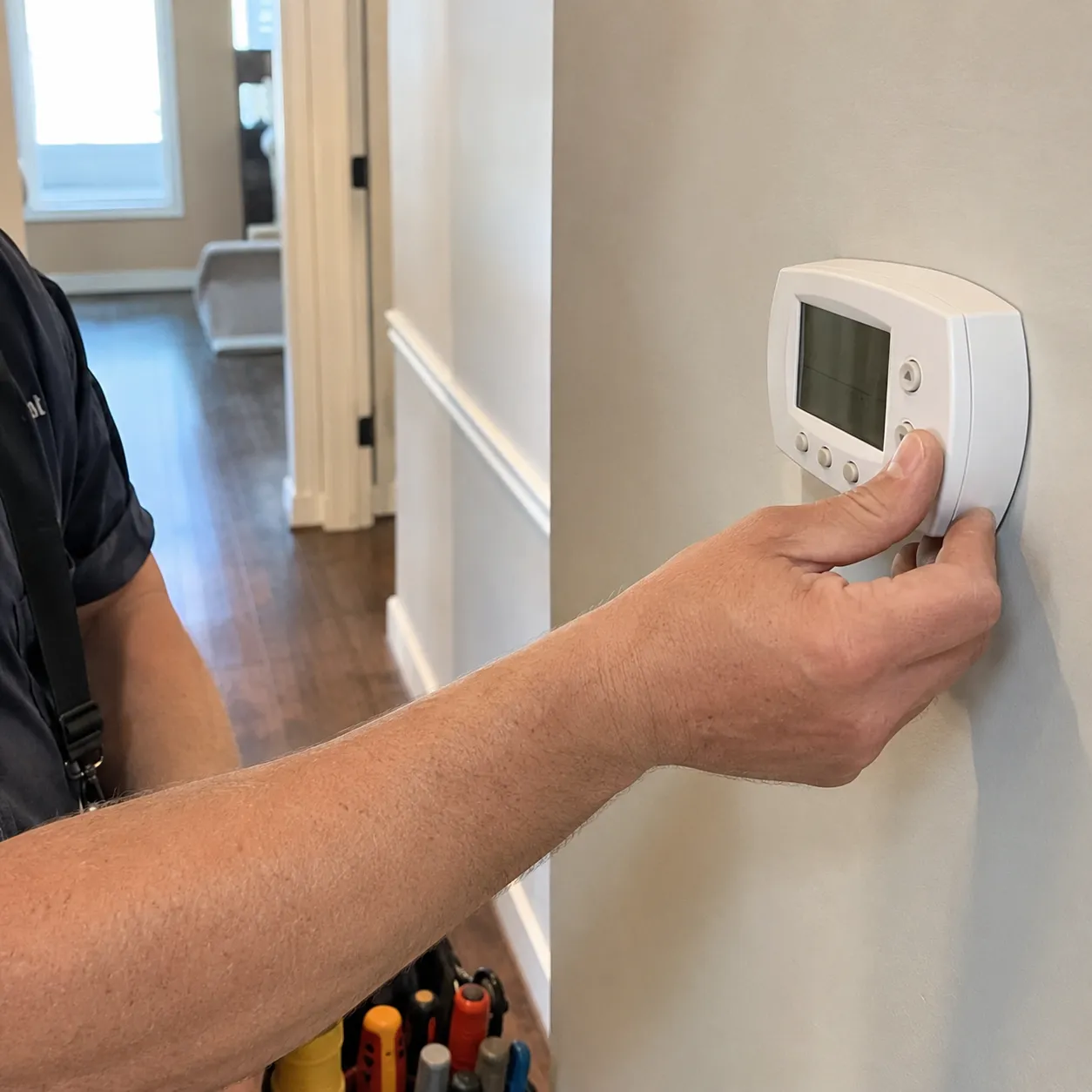 Technician Inspecting Thermostat